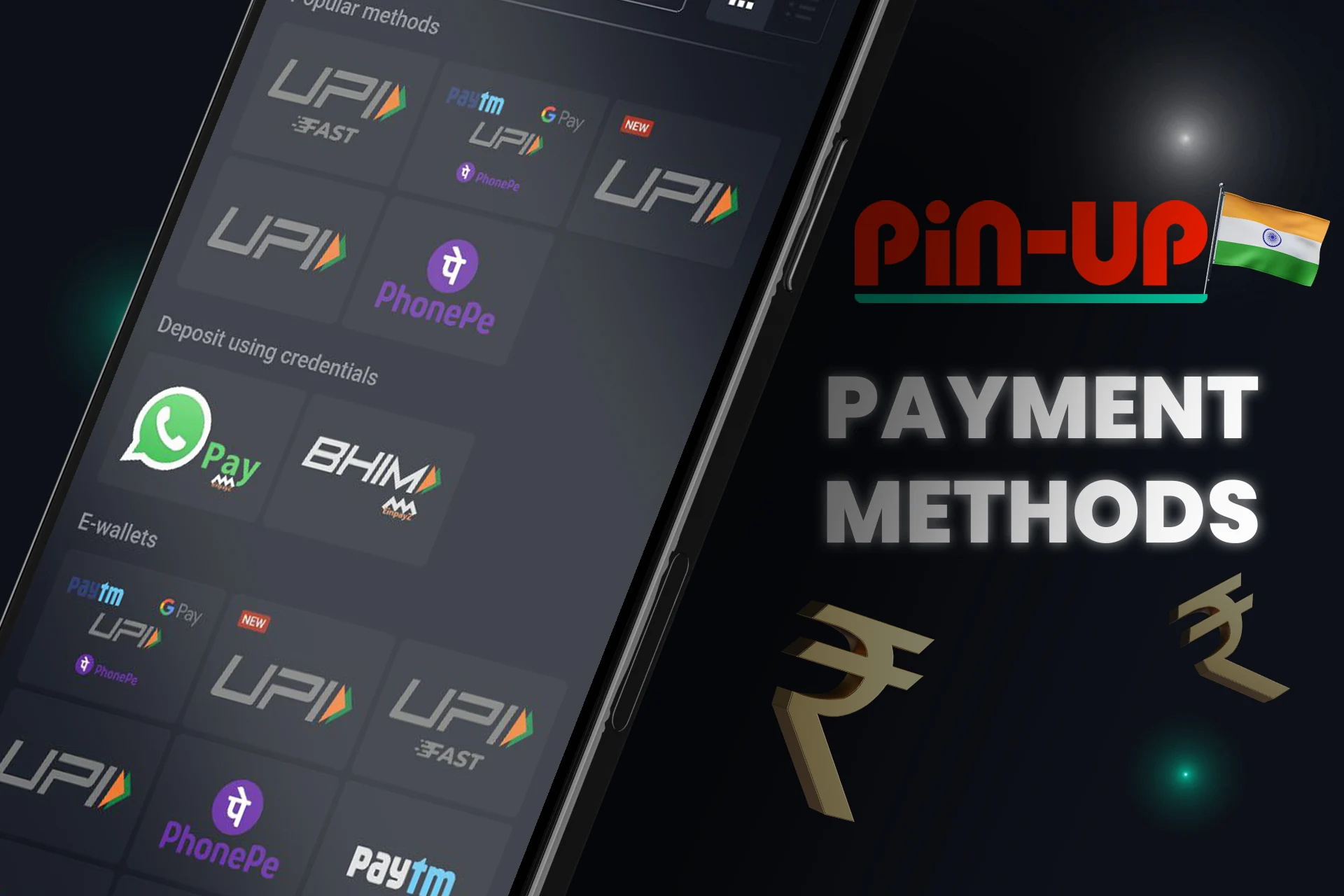 Many options for depositing and withdrawing funds at Pin-Up