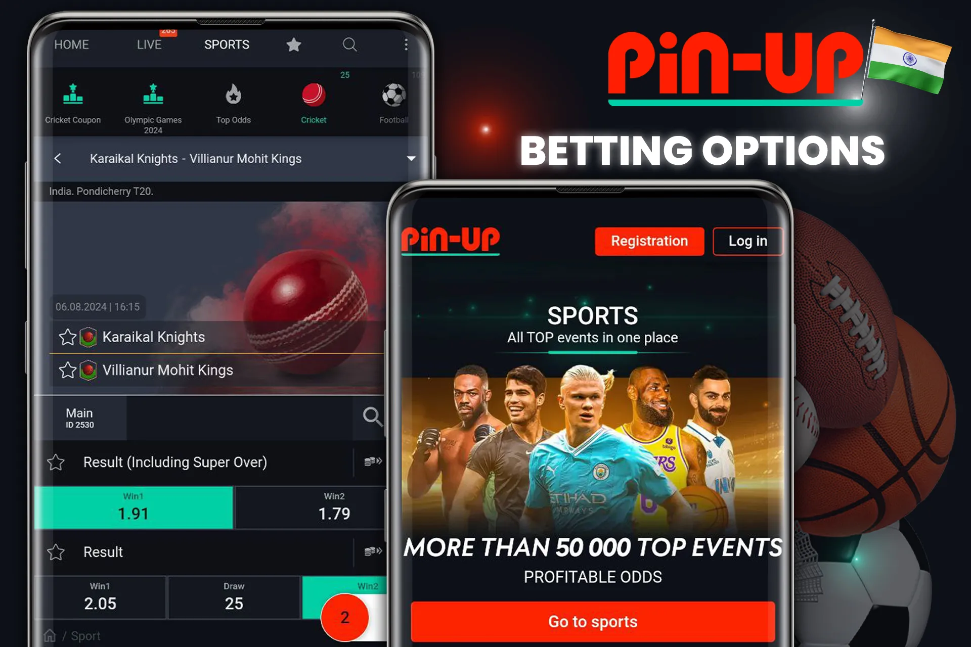 Many types of sports competitions for betting on a mobile device