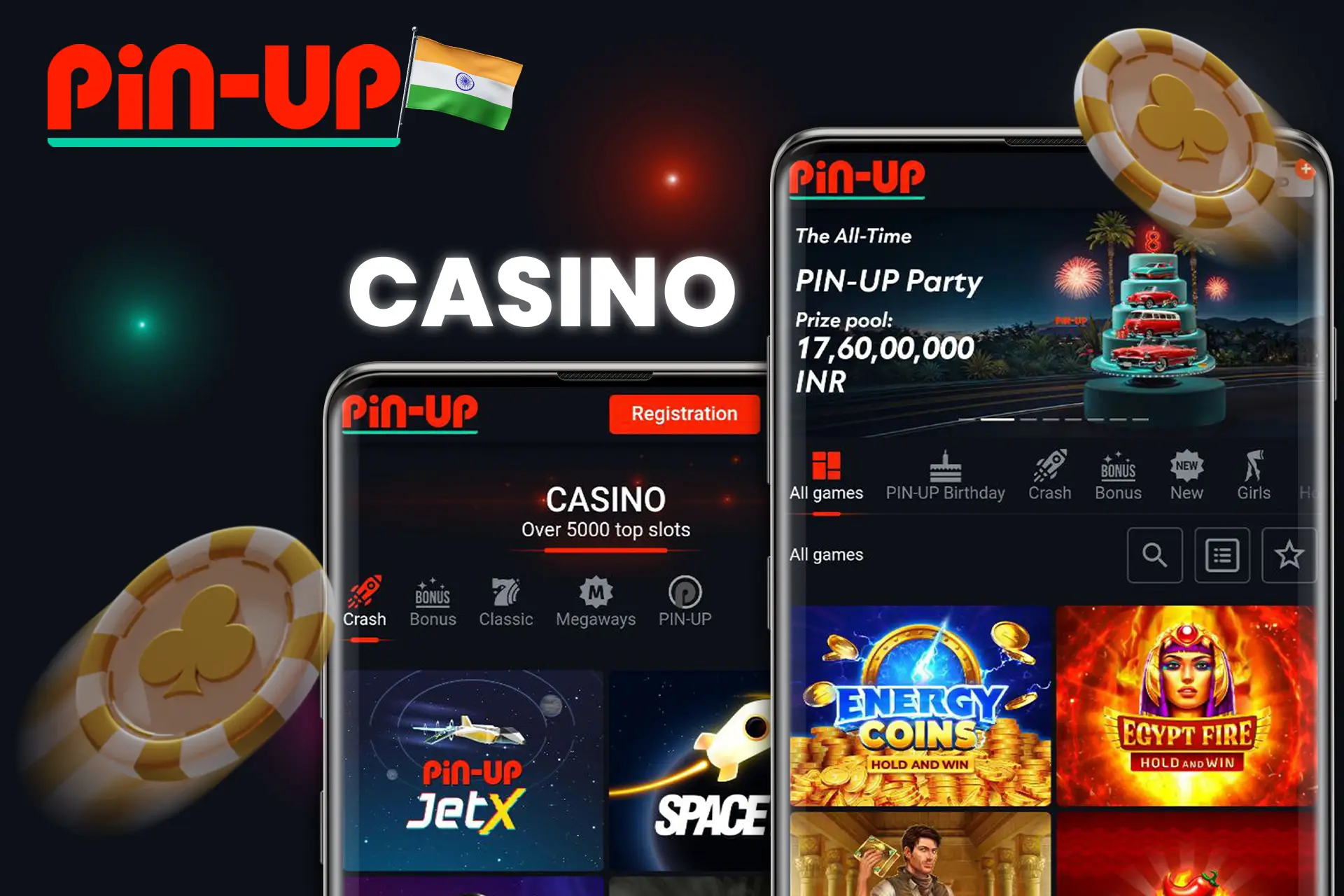 Large selection of gambling games in Pin-Up Casino