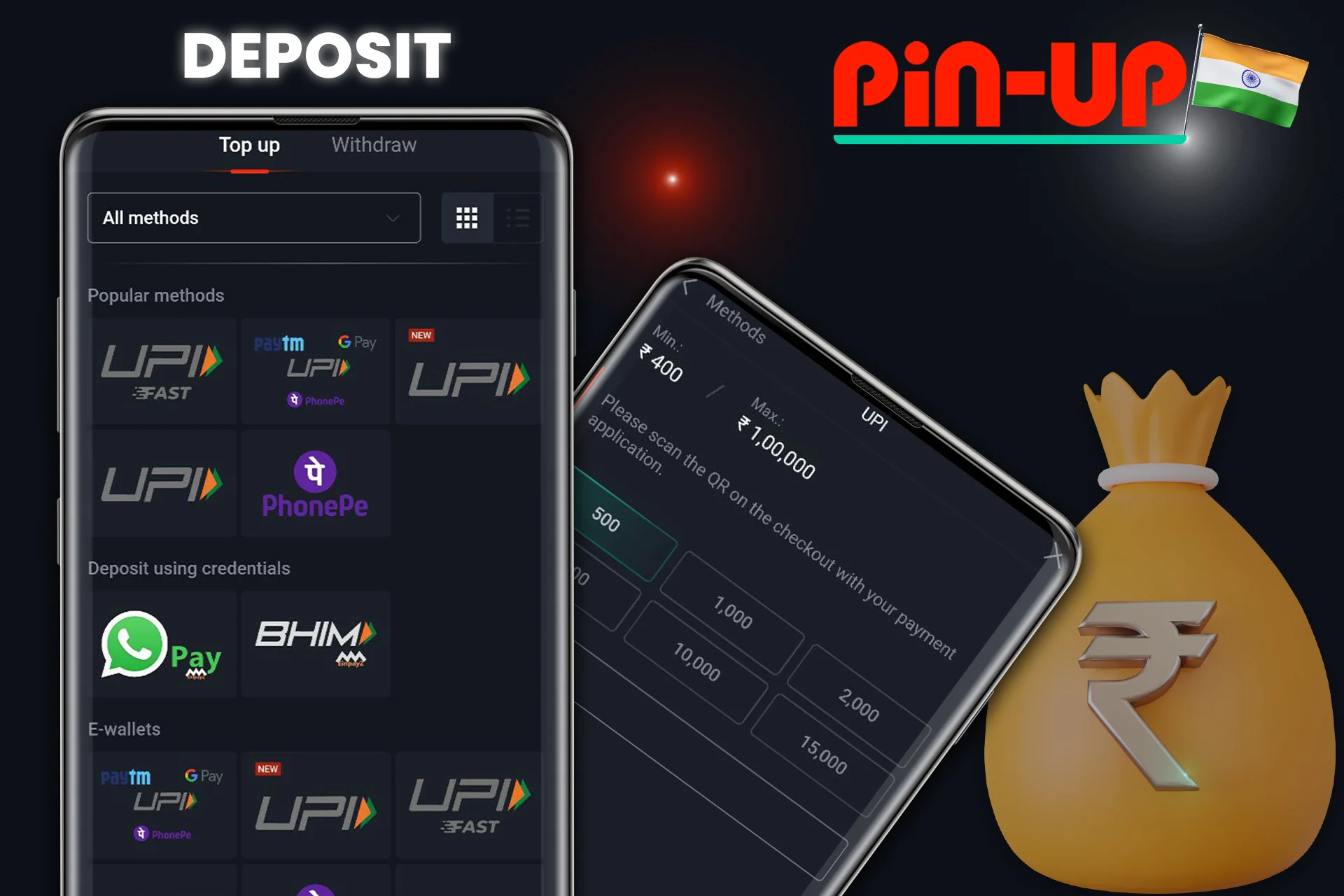 Make your first deposit using the Pin-Up mobile app